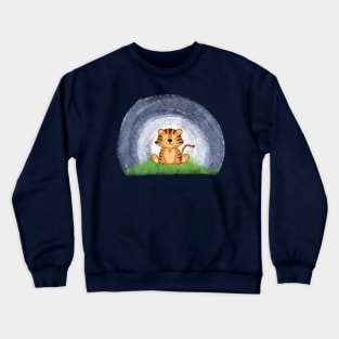 Cute Tiger Cub on Grass Crewneck Sweatshirt